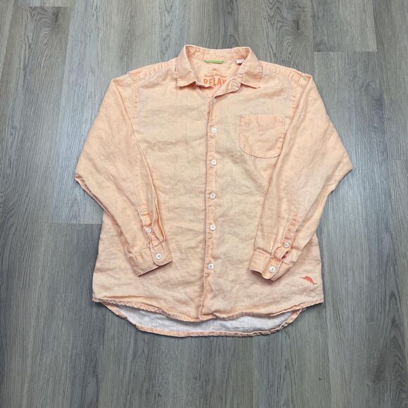 Tommy Bahama Shirt Mens Large Linen Button Up Long Sleeve Embroidered Casual - Picture 1 of 13